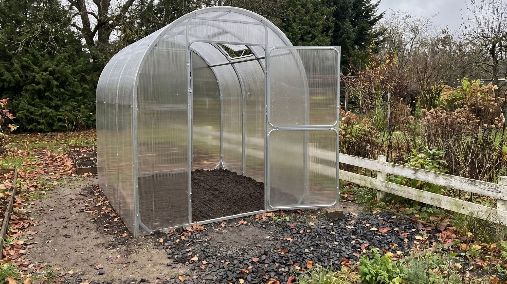 Greenhouse roof vent open for ventilation