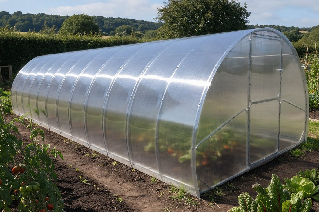 SteelRoot Plot 3.14 with galvanised steel arches set 0.67 m apart, the close-arch option for exposed plots