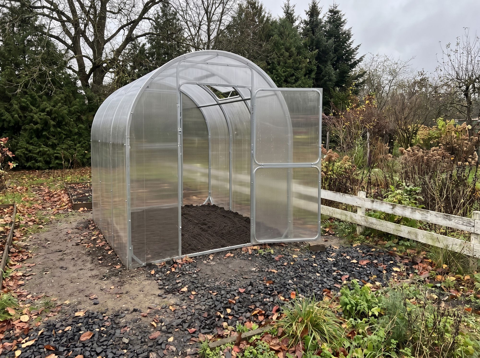 Greenhouse roof vent open for ventilation
