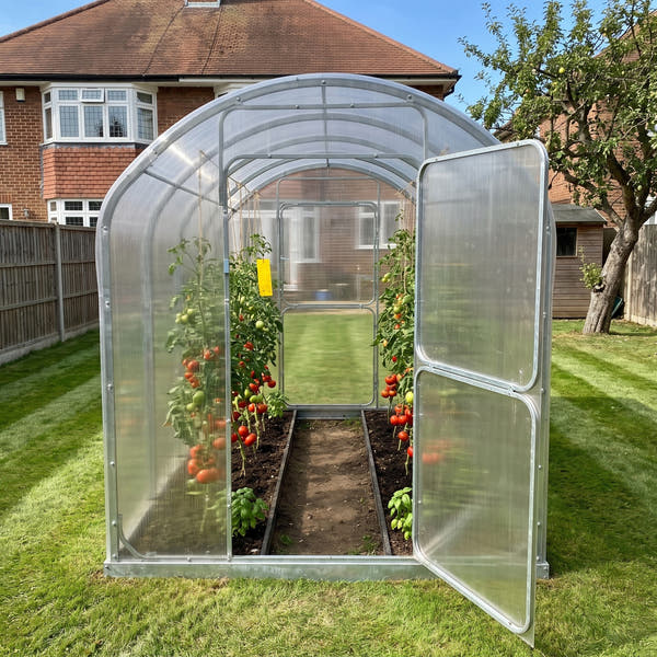 SteelRoot Climber 2.10 Galvanised Steel Greenhouse, Narrow Arch, Twin-Wall Polycarbonate, Walk-In