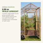 2.30 m internal headroom — walk upright in every Waldenhaus NORDIC greenhouse size