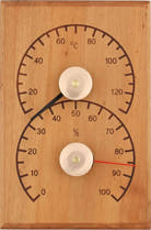 4Living sauna thermo-hygrometer in heat-treated alder