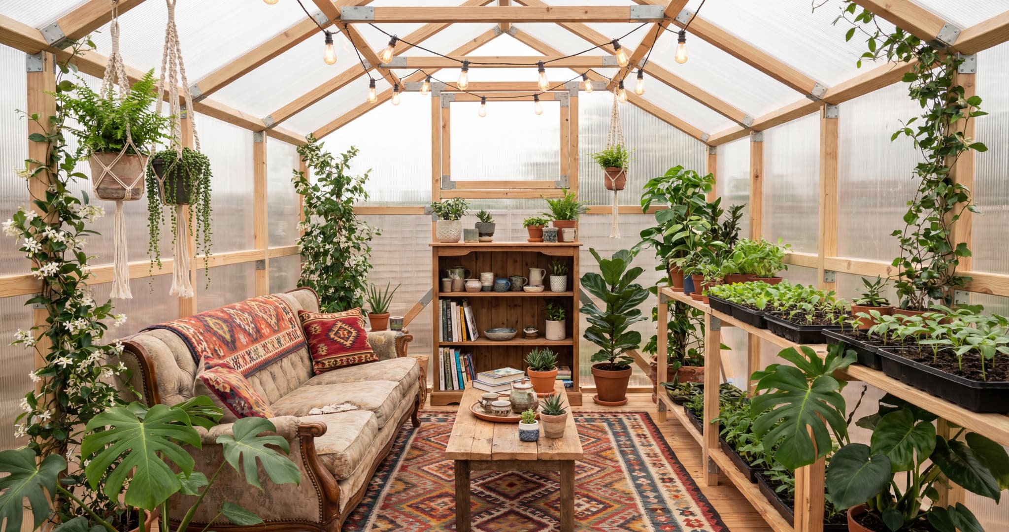 Waldenhaus NORDIC wooden greenhouse used as a garden studio