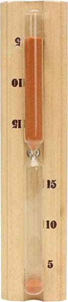 Harvia 15 minute sauna sand timer in a timber frame