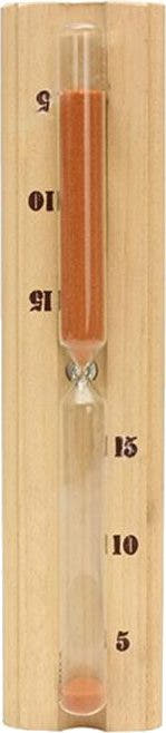 Harvia 15 minute sauna sand timer in a timber frame