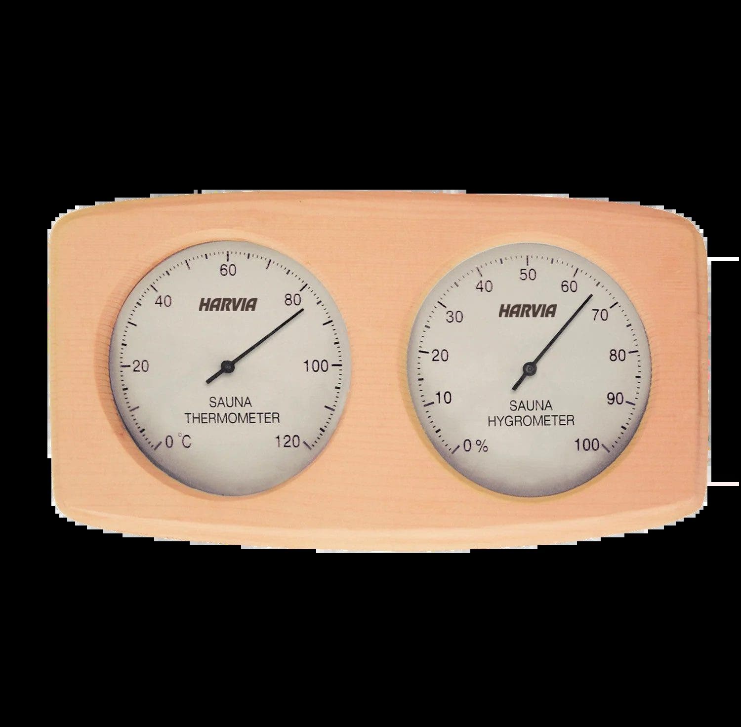 Harvia thermo-hygrometer in alder with two dials