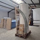 SteelRoot 3.14m greenhouse kit packed on europallet — kraft-wrapped, UK pallet courier delivery in 3-4 weeks