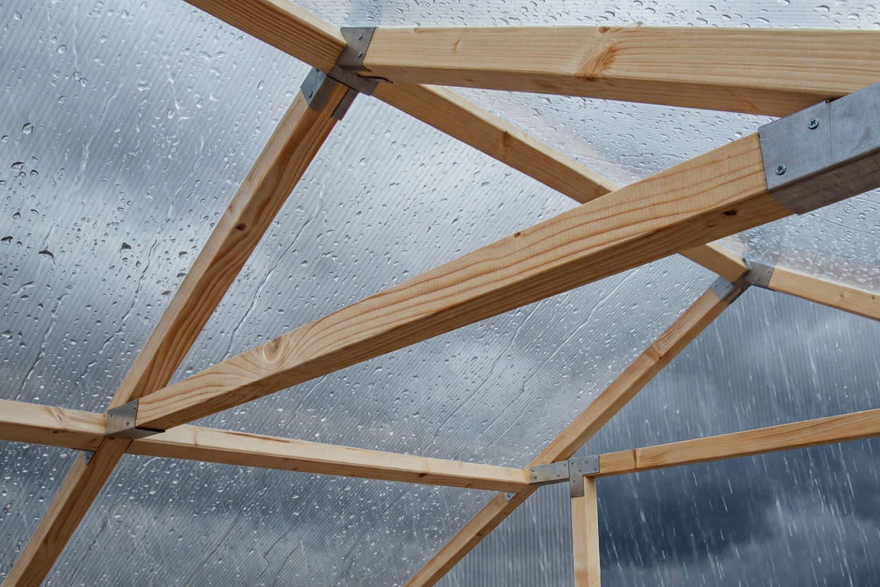 45×45 mm FSC Swedish pine frame cross-section — Waldenhaus NORDIC wooden greenhouse