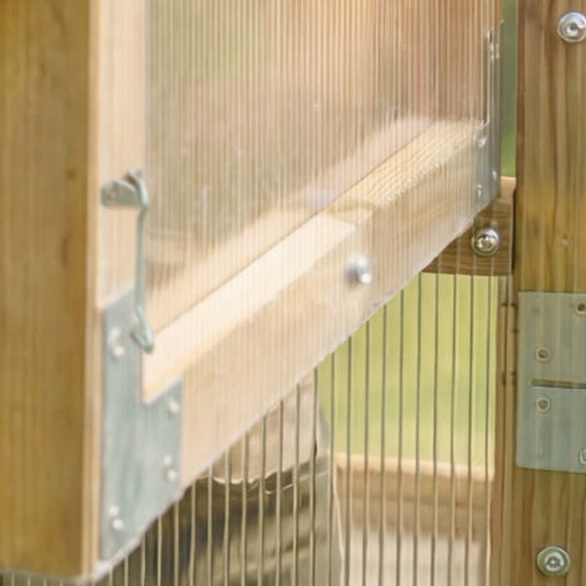 NORDIC timber side window with galvanised stay and polycarbonate